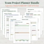 Team Project Planner Bundle Printable Fillable PDF Project Management Templates Letter A4 Digital Download
