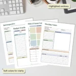 Team Project Planner Bundle Collaboration Toolkit Meeting Notes Sprint Tracker Fillable PDF US Letter A4