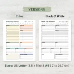 Work Day Planner available in colorful and ink-friendly black-and-white